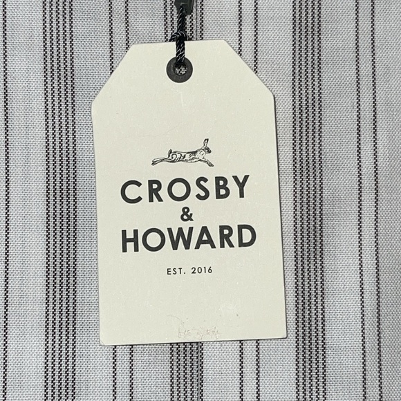 Crosby & Howard Button Down Shirt White & Gray Striped Size Large - Picture 8 of 13